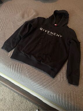 Givenchy Black Distressed Logo Crewneck Sweatshirt